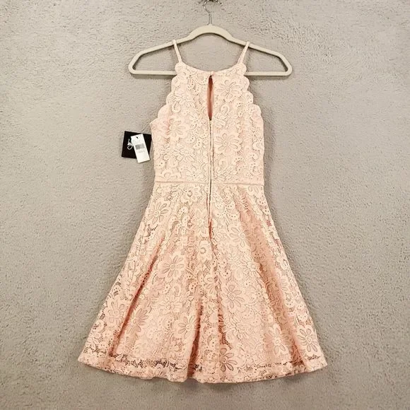 New By & By Dress Juniors 1 Blush Pink Lace Sheer Lined Back Zip - Picture 14 of 15